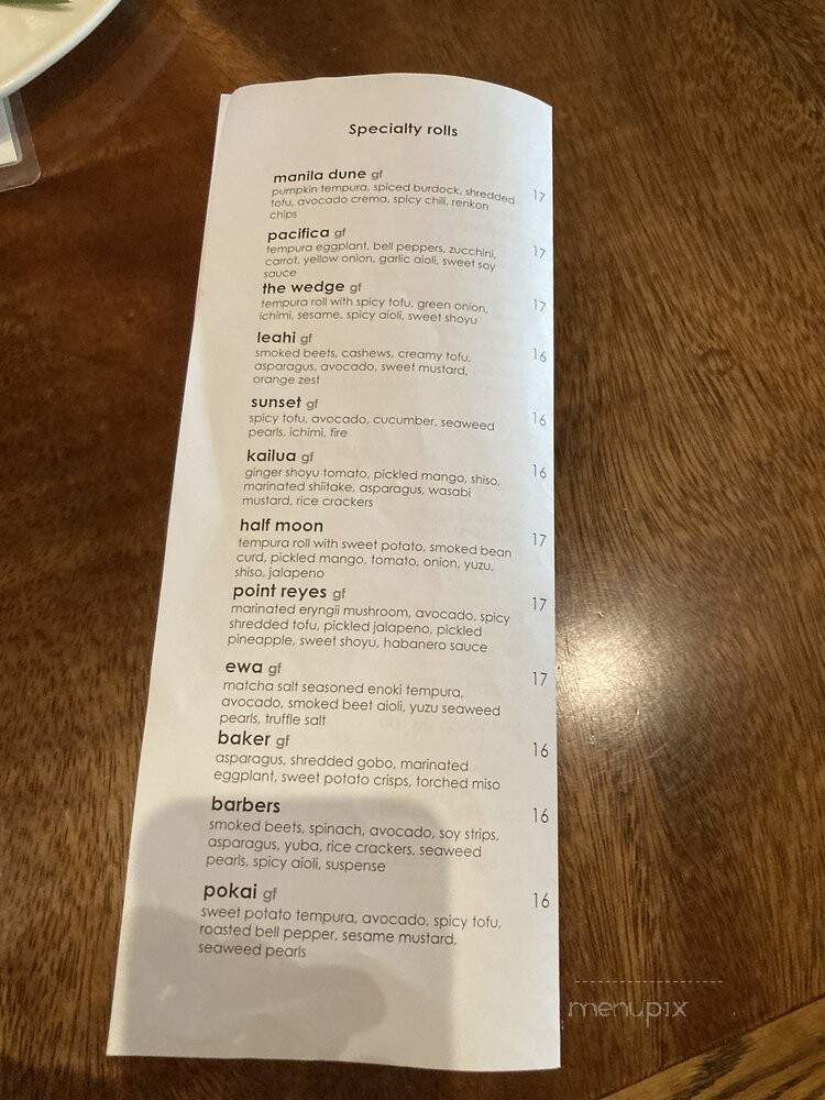 Tane Vegan Izakaya - Berkeley, CA menu_pic