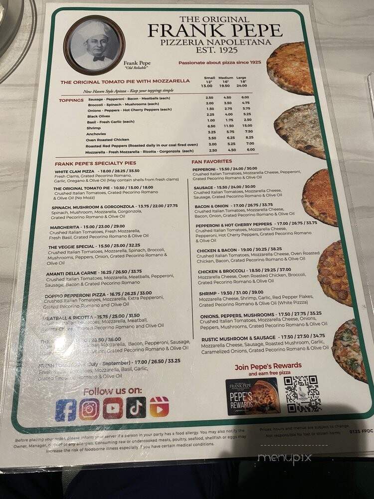 Frank Pepe Pizzeria Napoletana - Bethesda, MD menu_pic