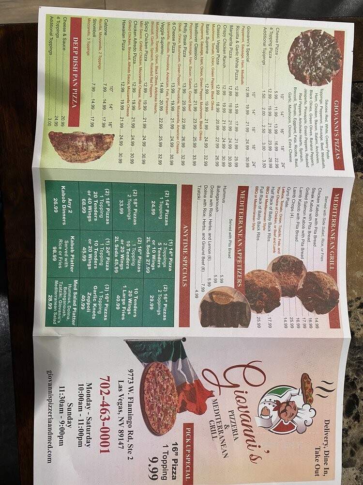 Giovannis Pizzeria & Mediterranean Grill - Spring Valley, NV menu_pic