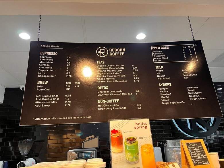 Reborn Coffee - Laguna Woods, CA menu_pic