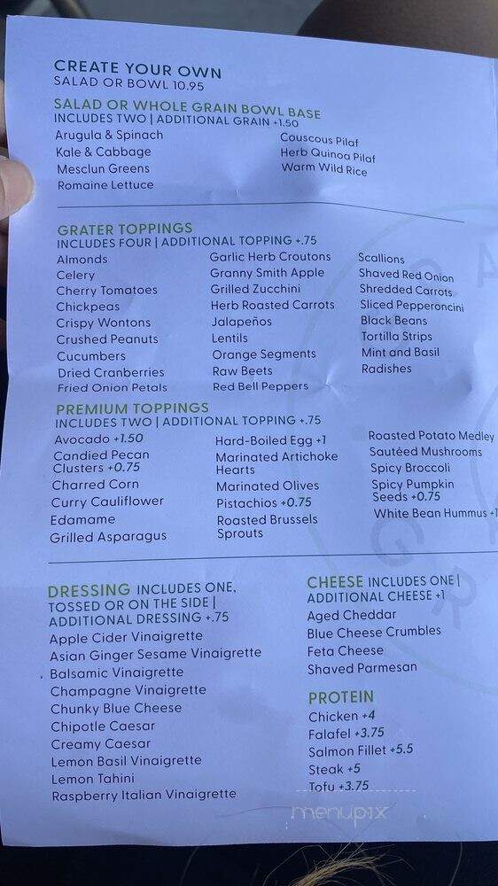 Grater Greens - San Diego, CA menu_pic