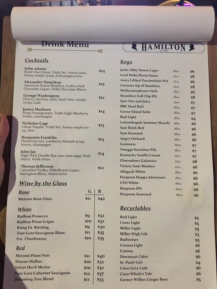 Hamilton Restaurant & Bar - Brookline, MA menu_pic