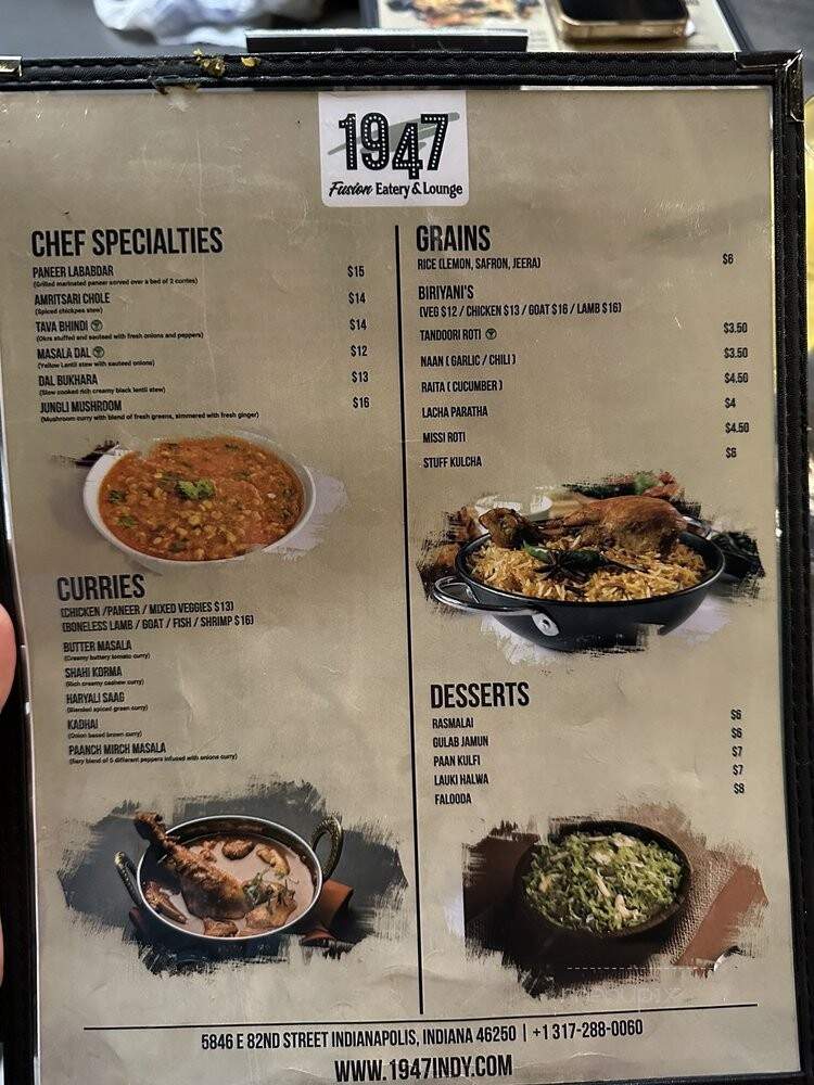 1947 Eatery & Lounge - Indianapolis, IN menu_pic