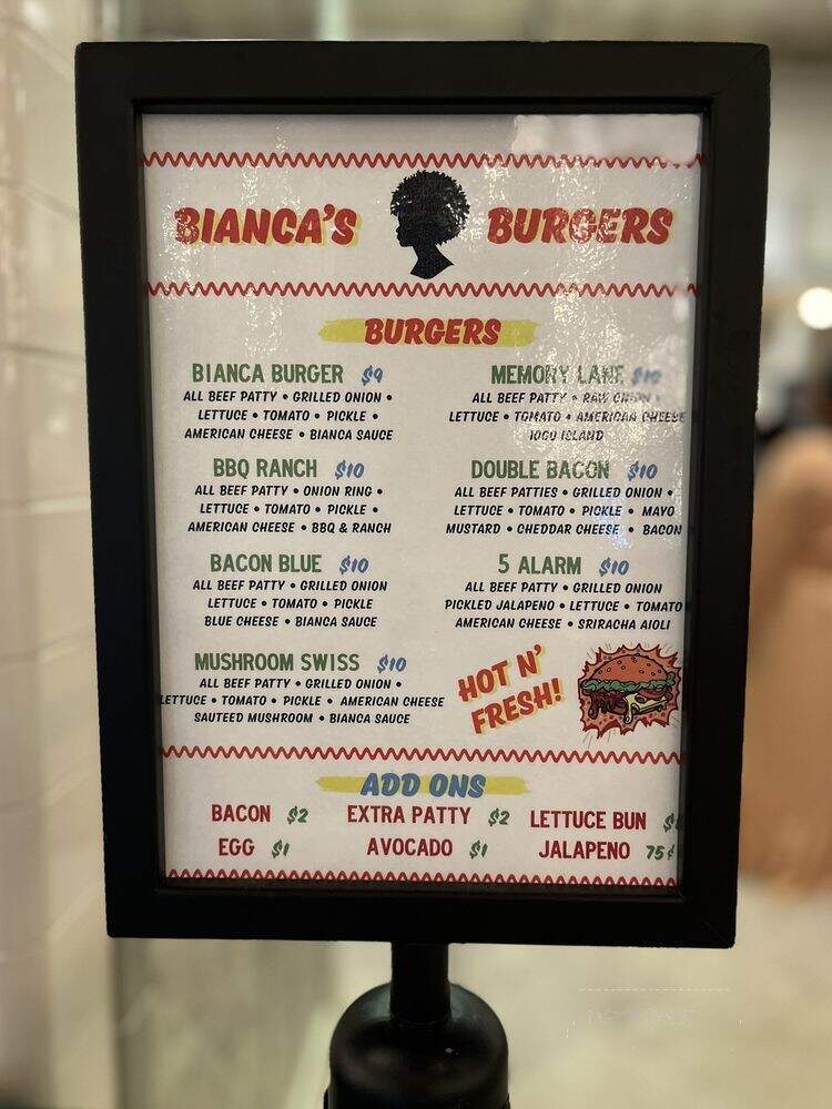 Bianca's Burgers - Chicago, IL menu_pic