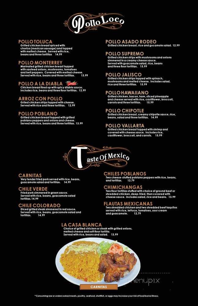 Casa Blanca Mexican Restaurant - Murfreesboro, TN menu_pic