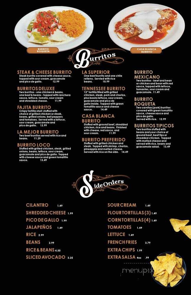 Casa Blanca Mexican Restaurant - Murfreesboro, TN menu_pic