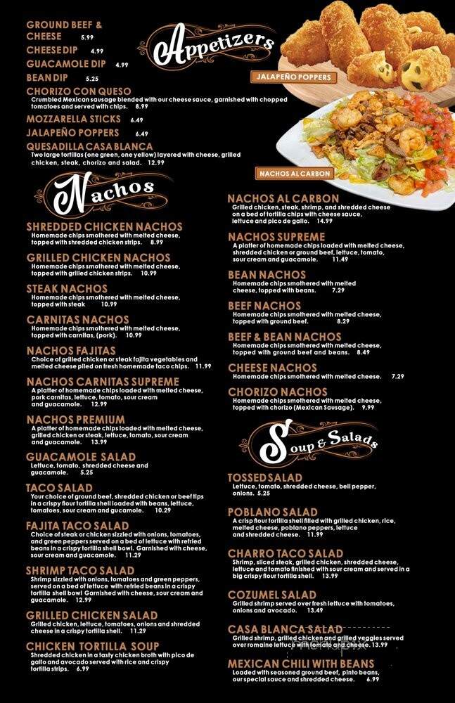 Casa Blanca Mexican Restaurant - Murfreesboro, TN menu_pic