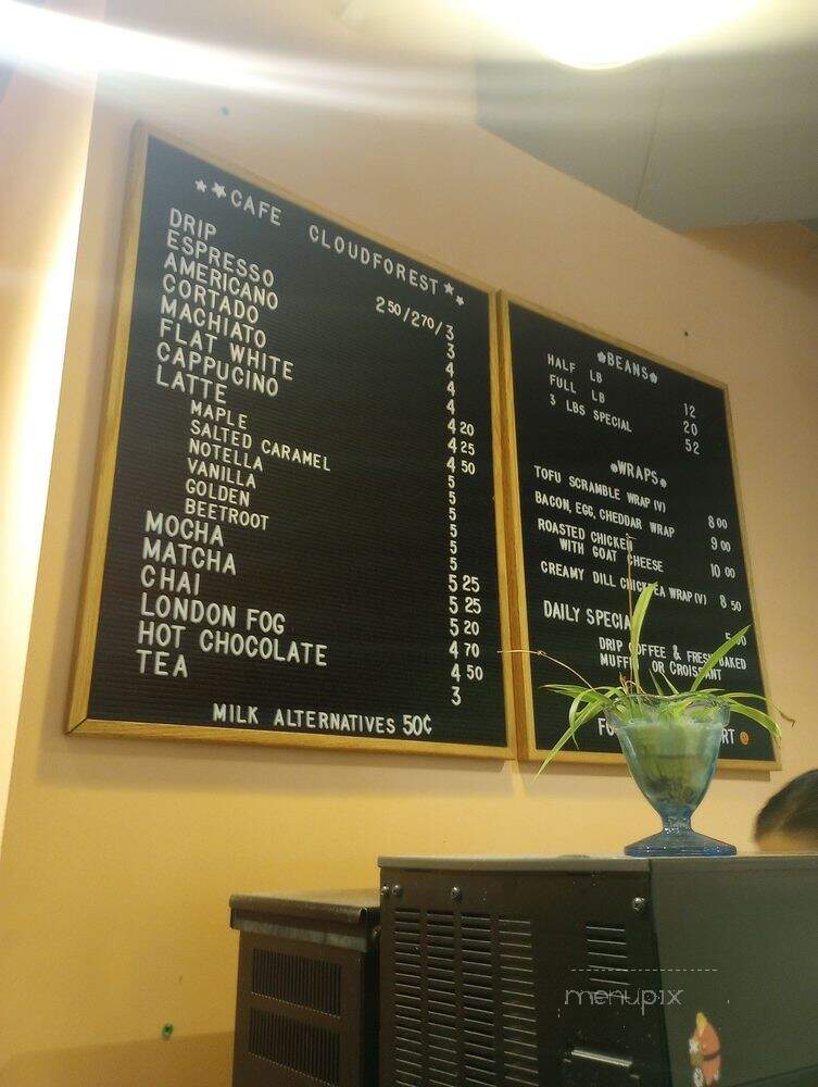 Cloudforest Coffee - Ottawa, ON menu_pic