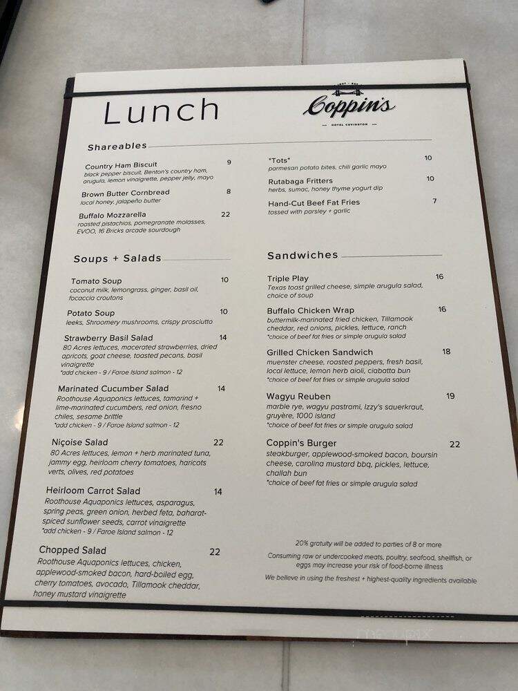 Coppin's Restaurant & Bar - Covington, KY menu_pic