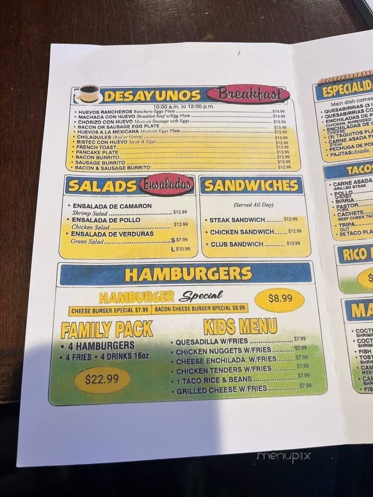 El Alegre Mexican Grill - Taft, CA menu_pic