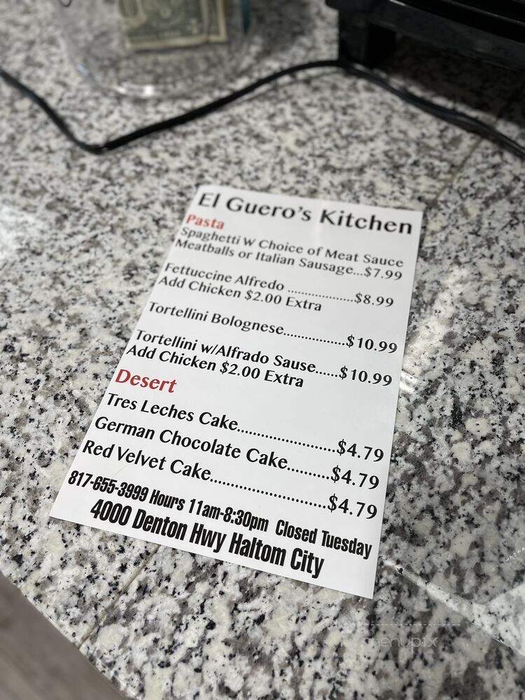 El Guero's Kitchen - Haltom City, TX menu_pic