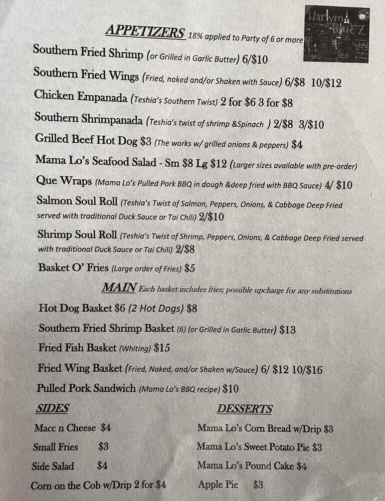 Harlym Blue'Z - Richmond, VA menu_pic