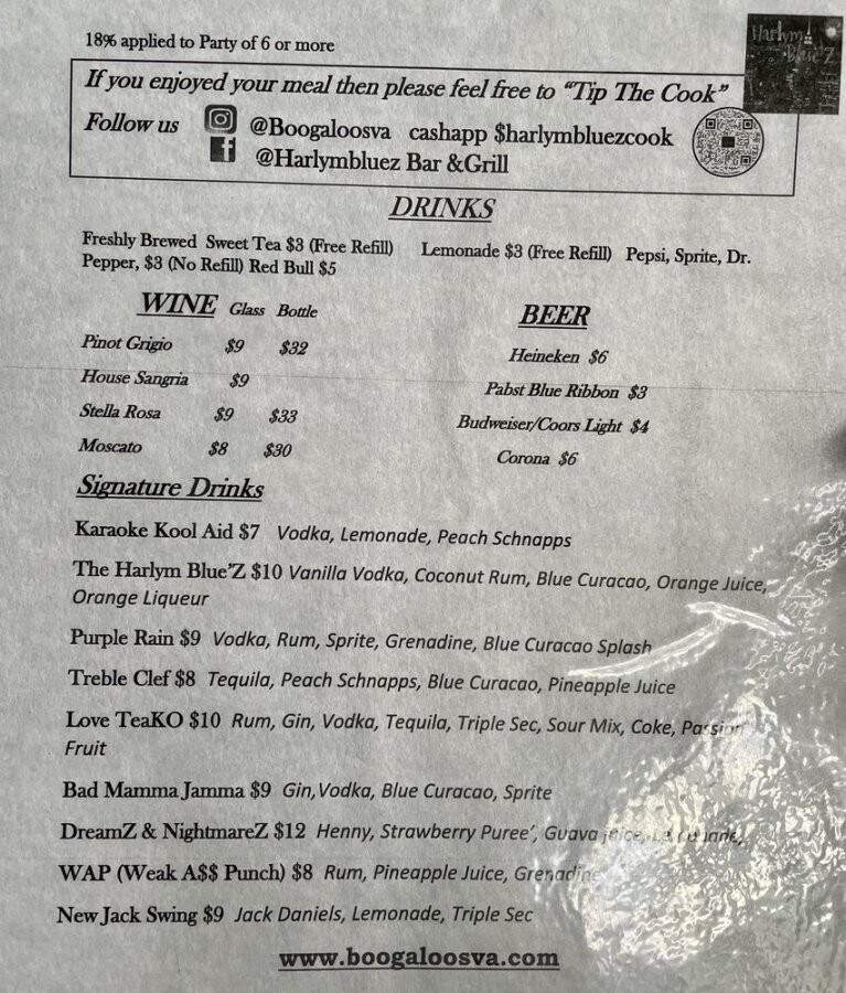 Harlym Blue'Z - Richmond, VA menu_pic