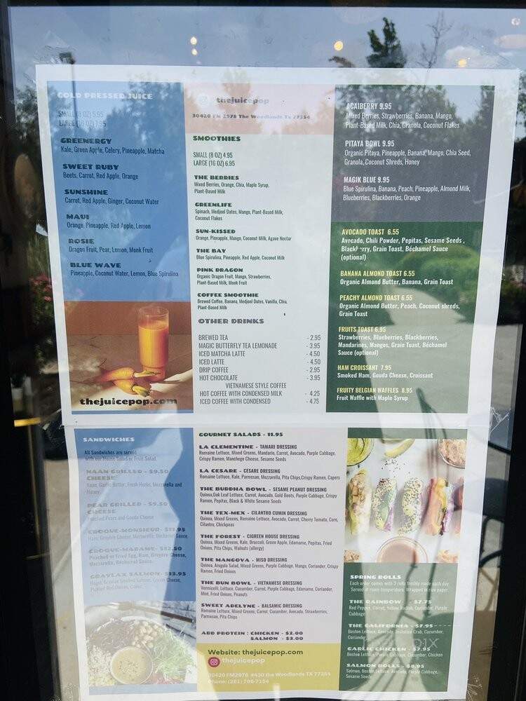 Juicepop & More - The Woodlands, TX menu_pic