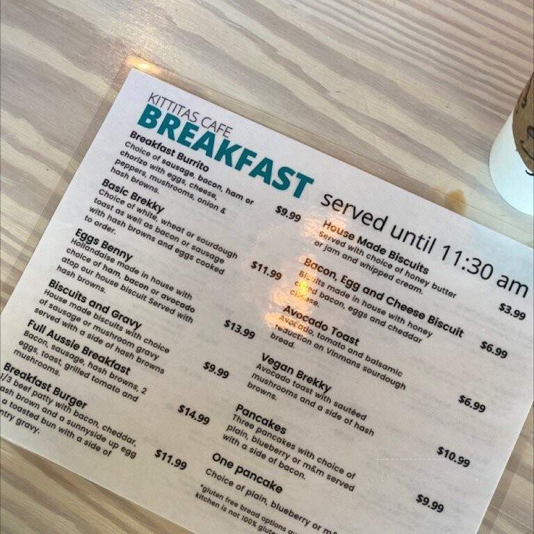 Kittitas Cafe - Kittitas, WA menu_pic