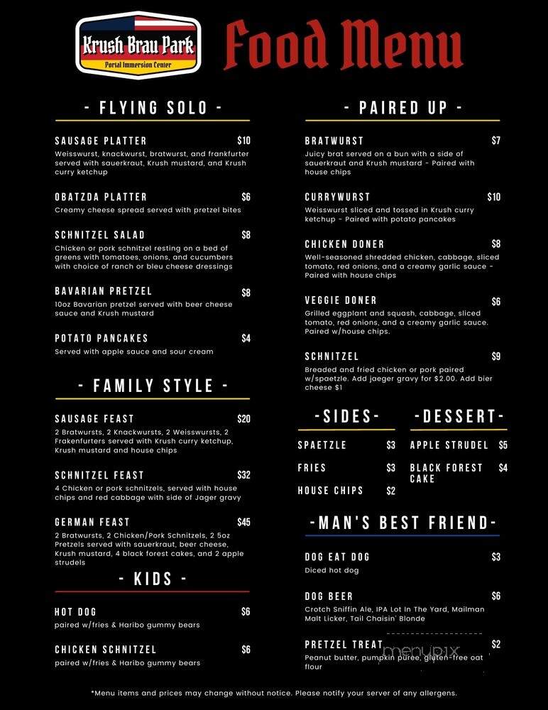 Krush Brau Park - Kissimmee, FL menu_pic