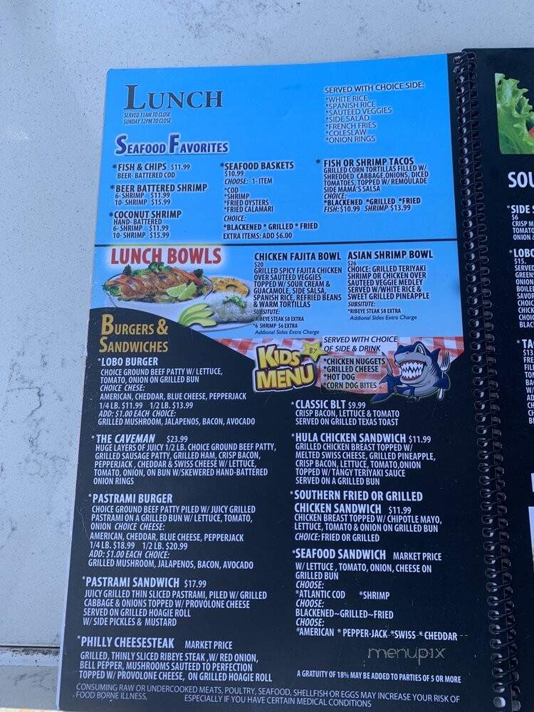 Lobo Del Mar Cafe - South Padre Island, TX menu_pic