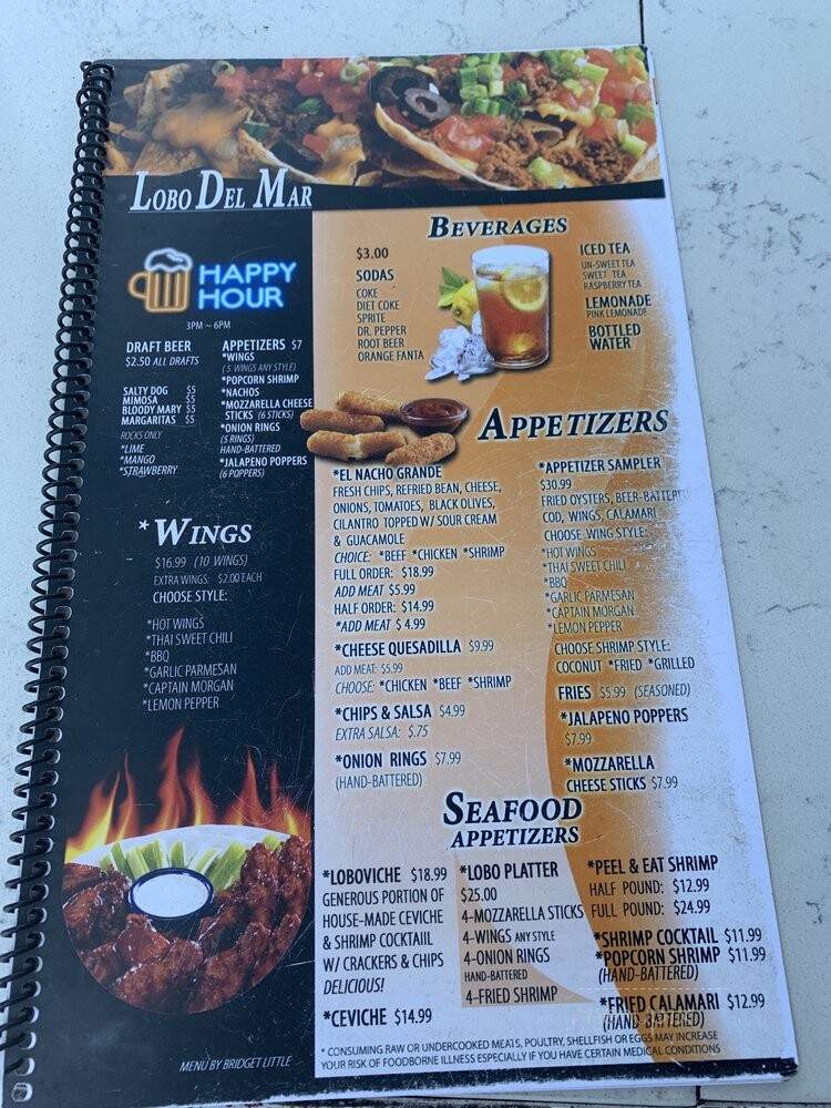 Lobo Del Mar Cafe - South Padre Island, TX menu_pic