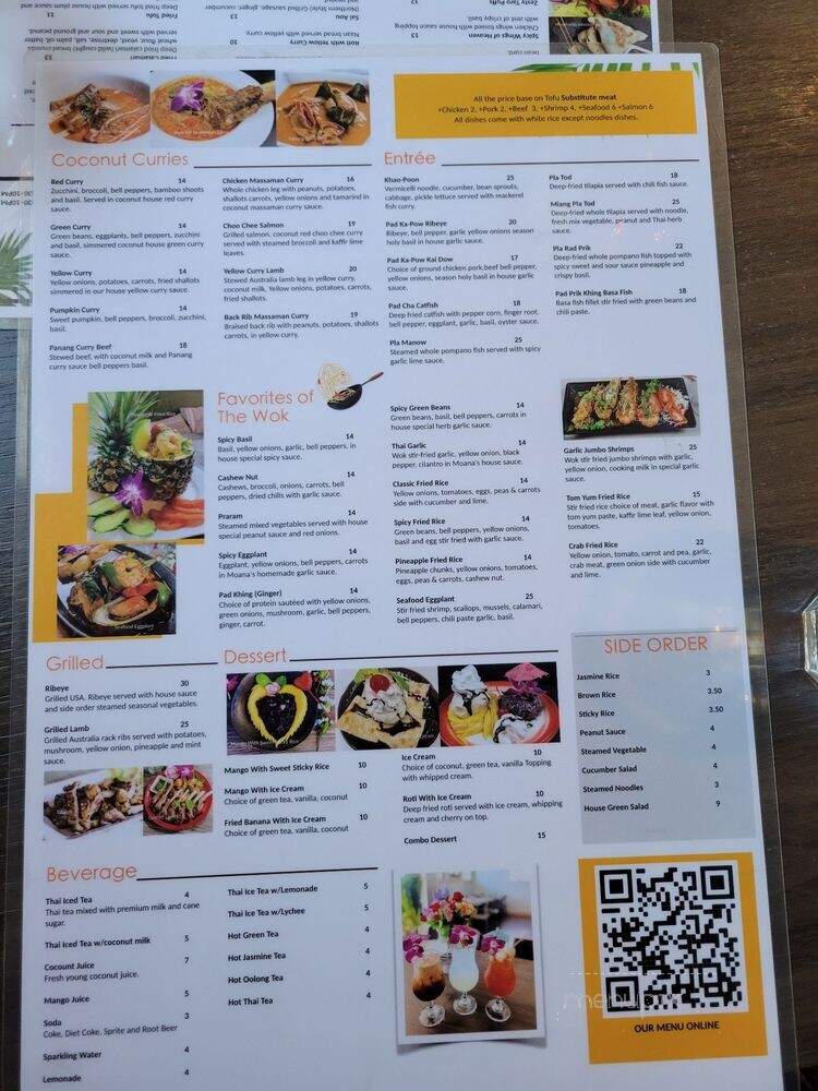 Moana's Thai Coconut House - Albany, CA menu_pic