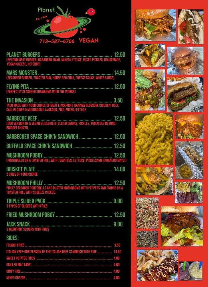 Planet Vegan - Houston, TX menu_pic