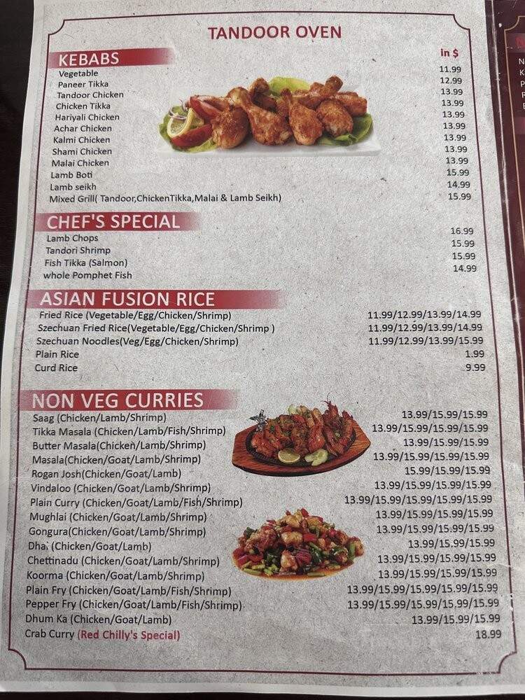 Red Chilly's - Pittsburgh, PA menu_pic