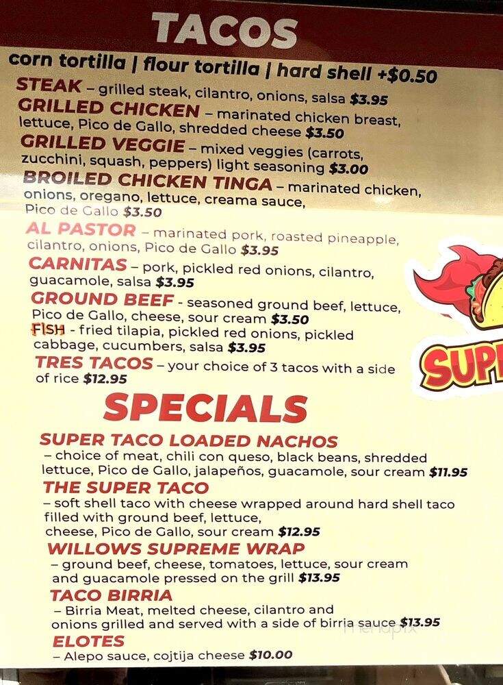Super Taco - Salem, MA menu_pic