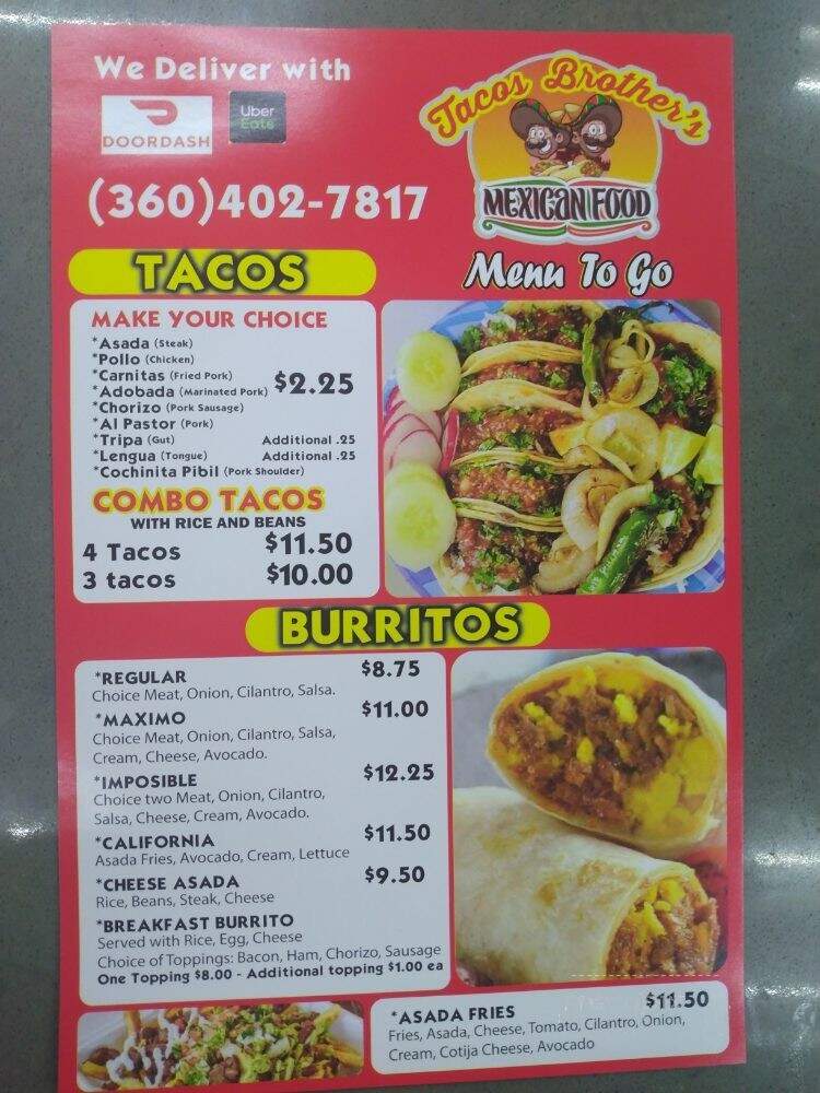 Tacos Brothers#2 - Lacey, WA menu_pic