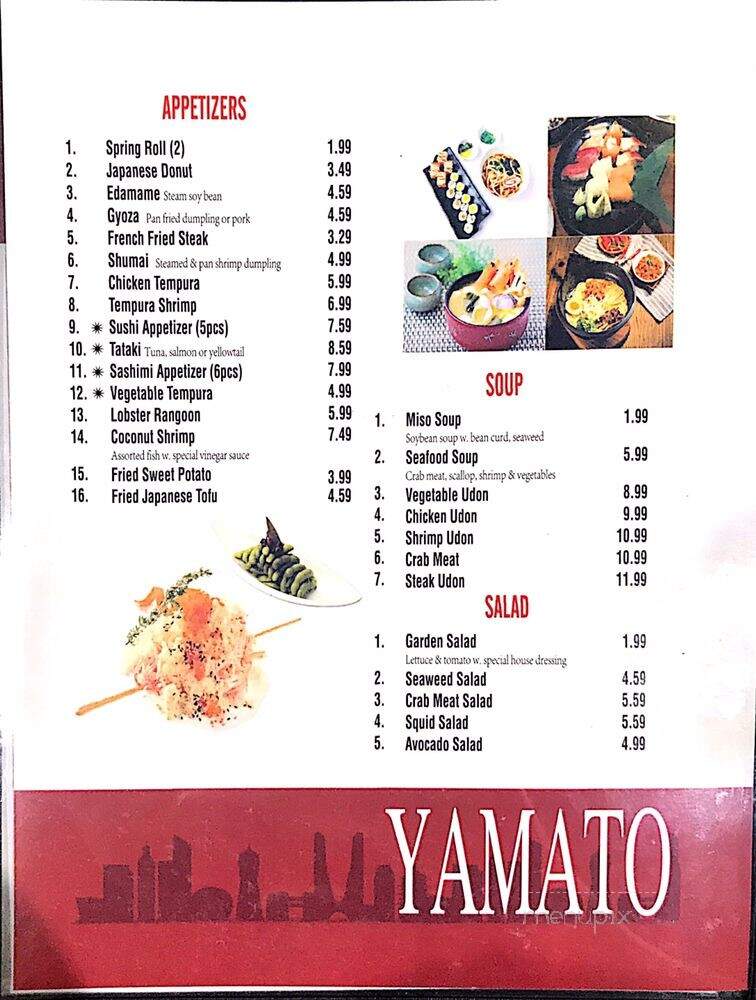 Yamato Japanese Steakhouse - Frankfort, IN menu_pic
