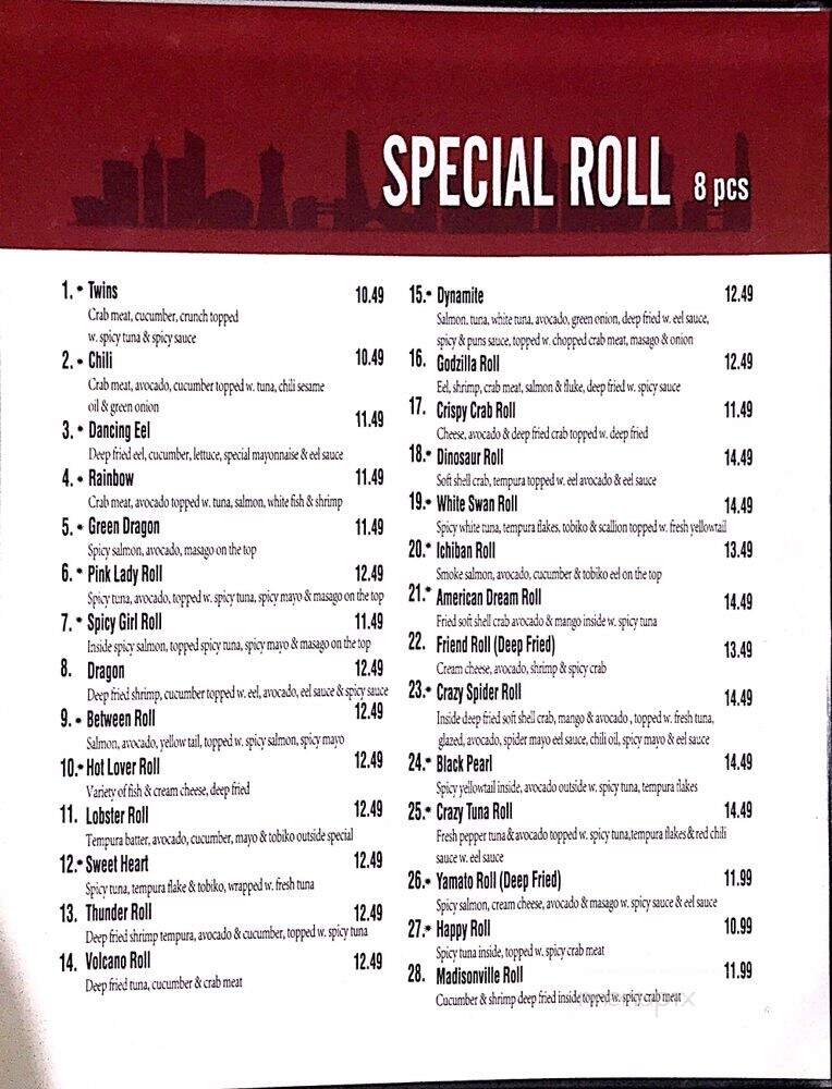 Yamato Japanese Steakhouse - Frankfort, IN menu_pic
