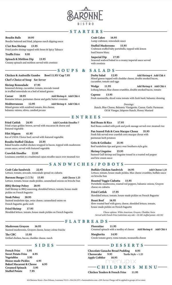 Baronne Bistro - New Orleans, LA menu_pic