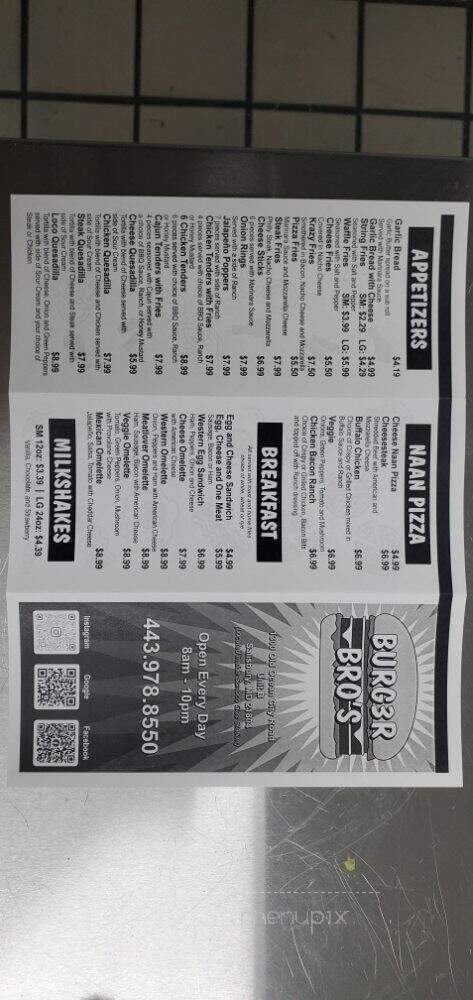 Burg3r Bro's - Salisbury, MD menu_pic
