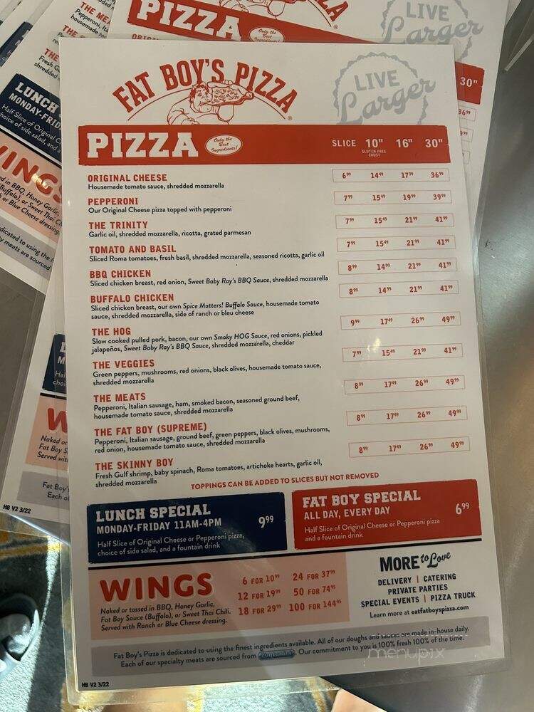 Fat Boy's Pizza - Hattiesburg, MS menu_pic
