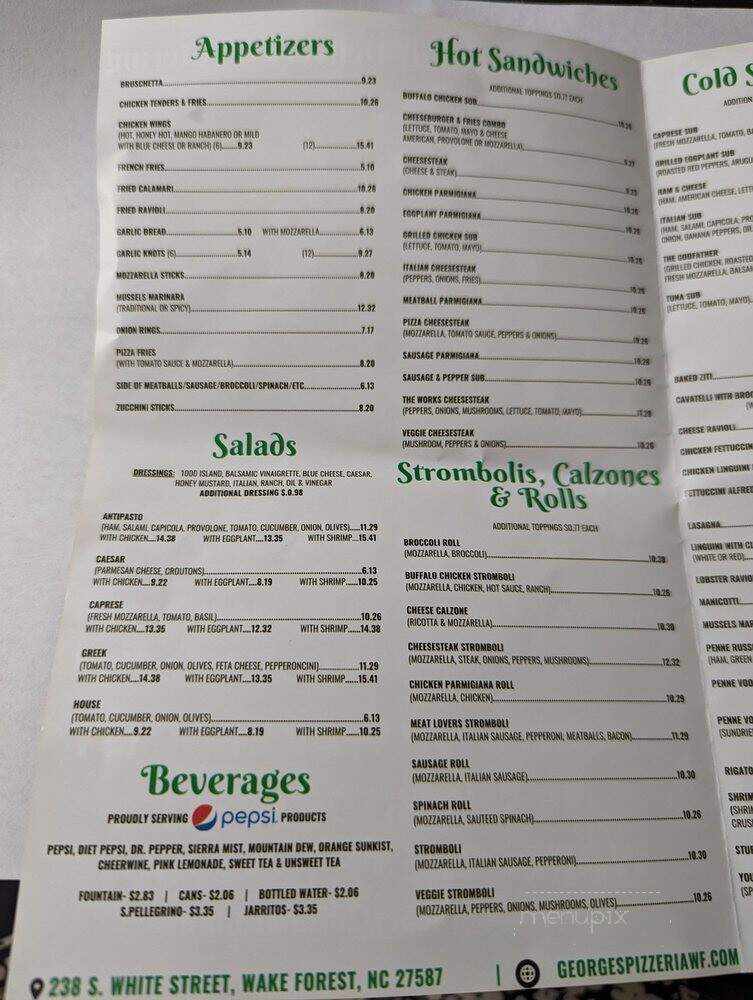 George's Pizzeria - Wake Forest, NC menu_pic