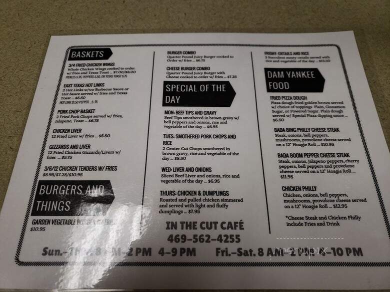 In the Cut Cafe - Garland, TX menu_pic