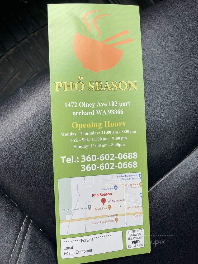 Pho Season - Port Orchard, WA menu_pic