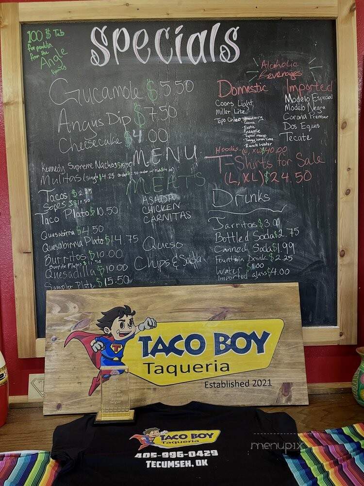 Taco Boy Taqueria - Tecumseh, OK menu_pic