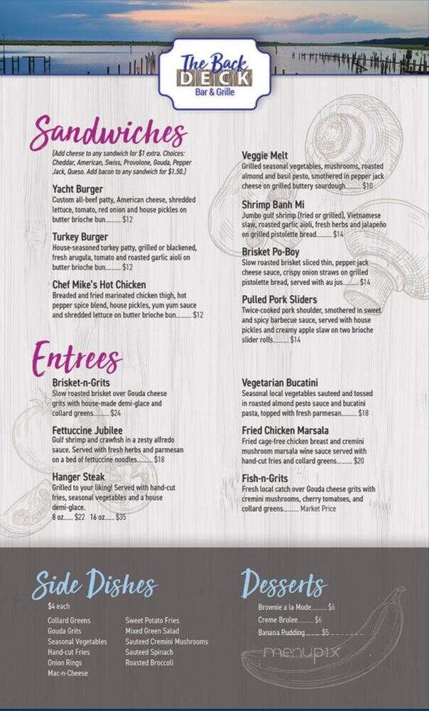 The Back Deck Bar and Grille - Daphne, AL menu_pic