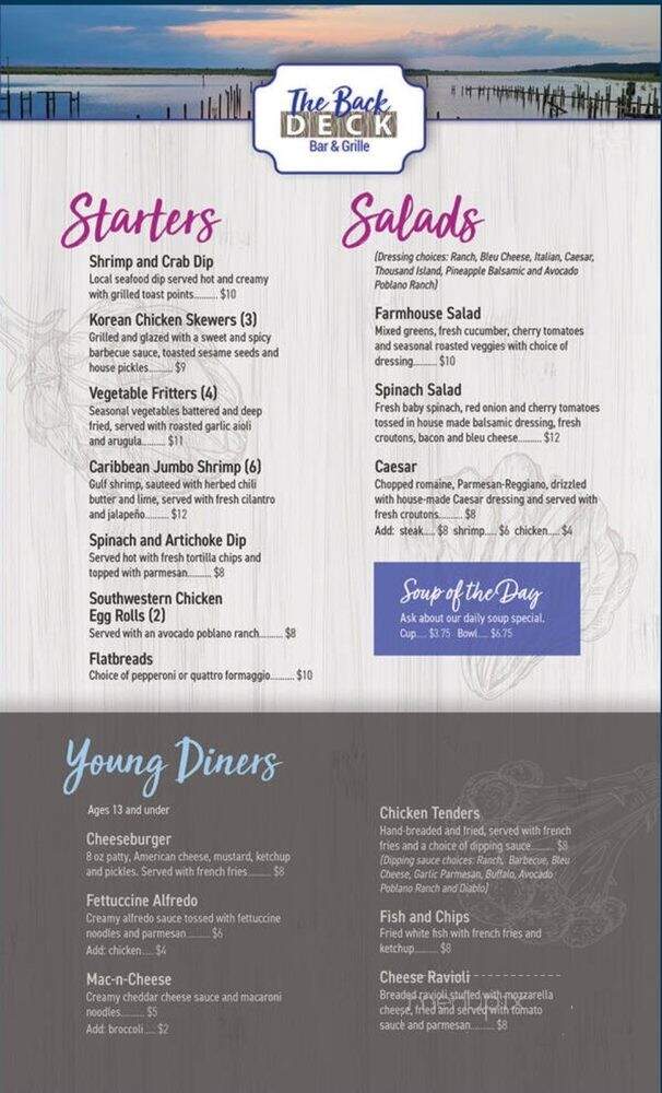 The Back Deck Bar and Grille - Daphne, AL menu_pic