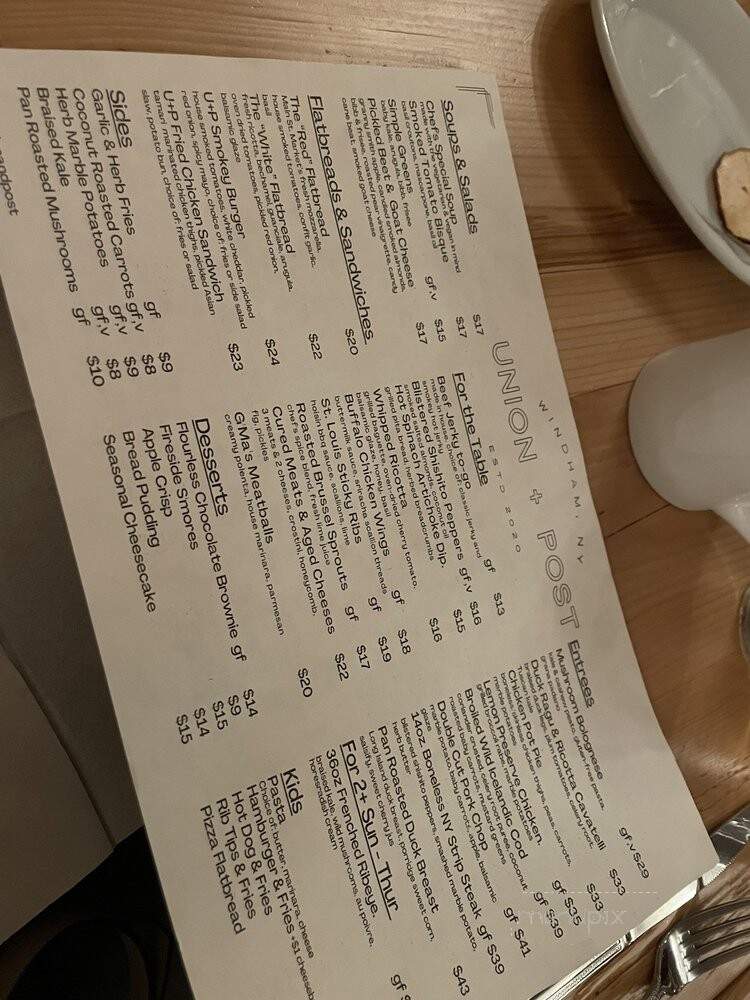 Union + Post - Windham, NY menu_pic