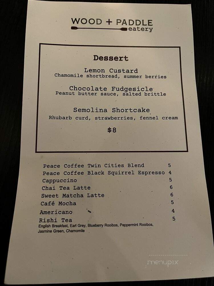 Wood + Paddle Eatery - Minneapolis, MN menu_pic