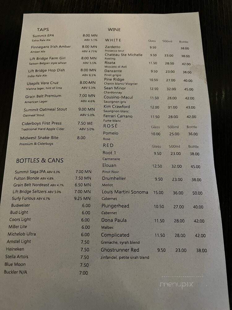 Wood + Paddle Eatery - Minneapolis, MN menu_pic