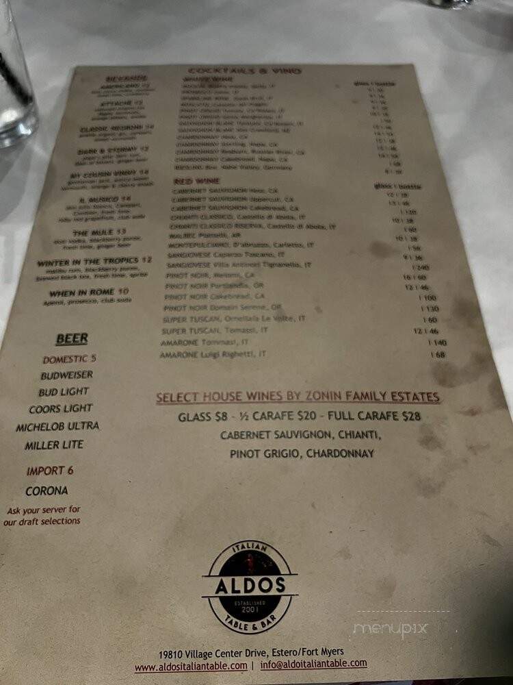 Aldos Italian Table & Bar - Fort Myers, FL menu_pic