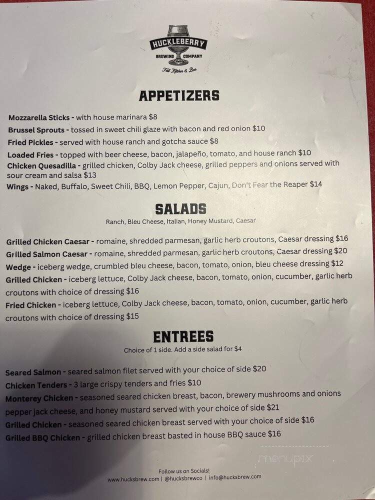 Huckleberry Brewing - Franklin, TN menu_pic