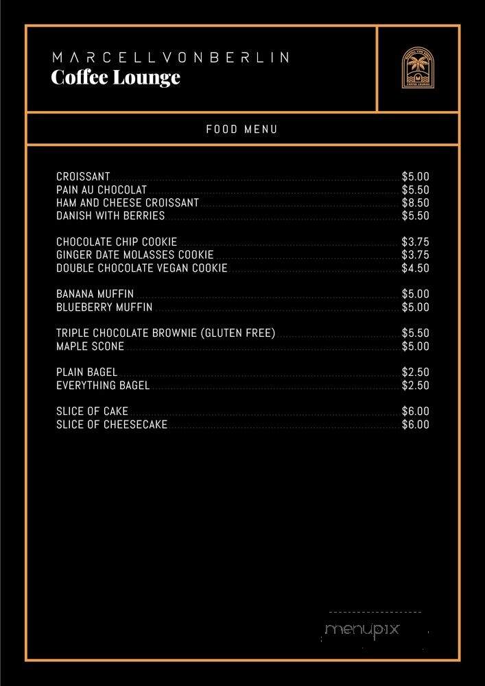 Marcell Von Berlin Coffee Lounge - West Hollywood, CA menu_pic