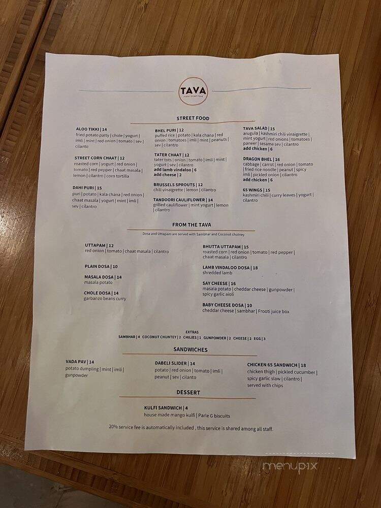 Tava Indian Street Food - New Orleans, LA menu_pic