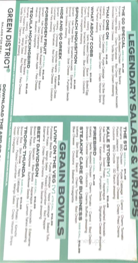 Green District Salads - Cincinnati, OH menu_pic
