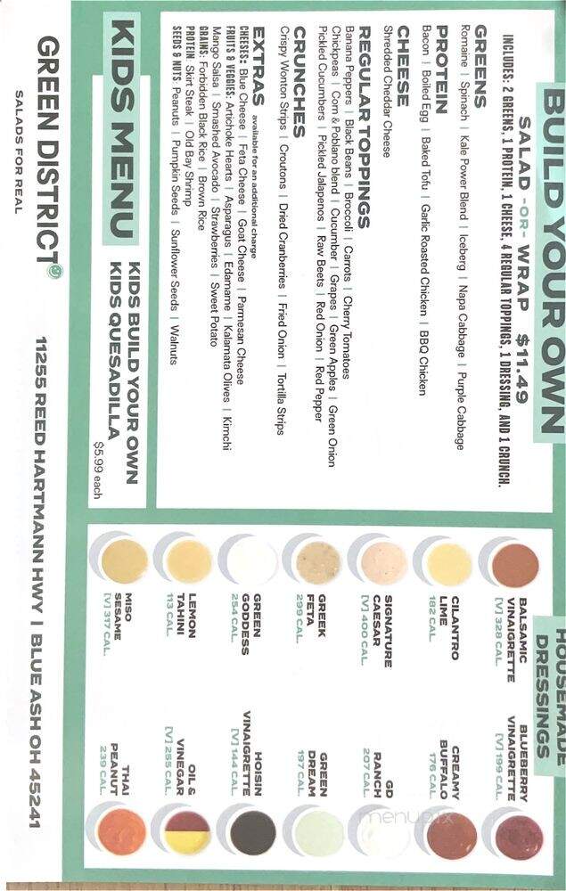 Green District Salads - Cincinnati, OH menu_pic