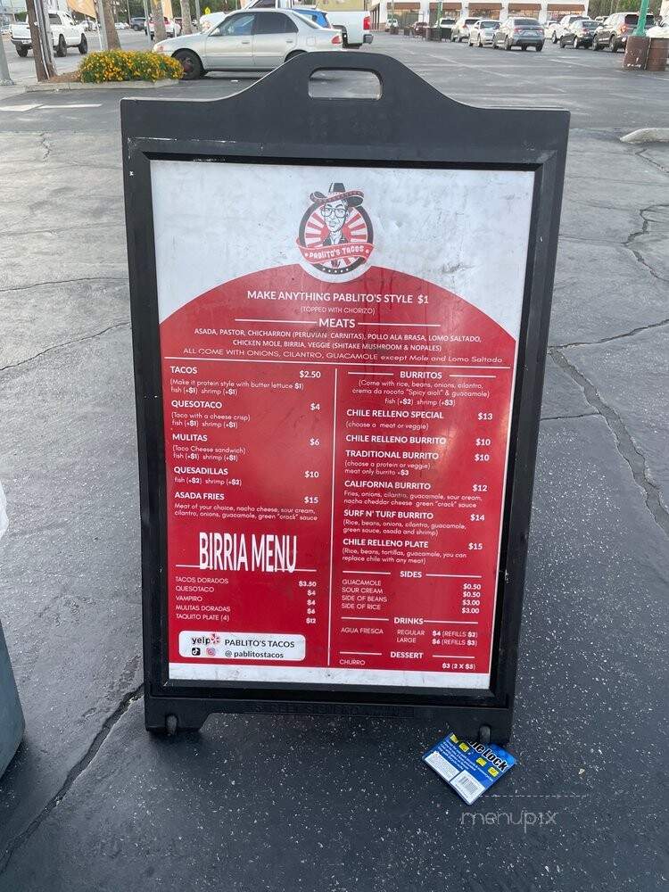 Pablito's Tacos - North hills, CA menu_pic