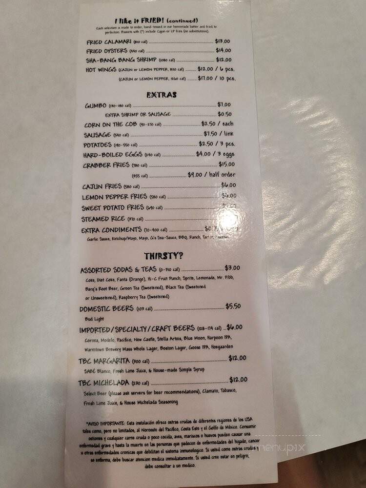 The Boiling Crab - Cambridge, MA menu_pic