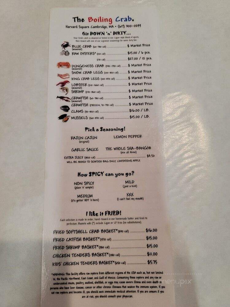 The Boiling Crab - Cambridge, MA menu_pic